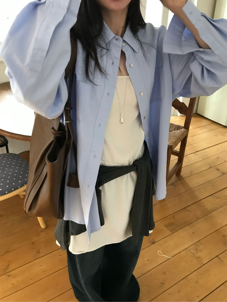 經典基礎棉質寬鬆襯衫