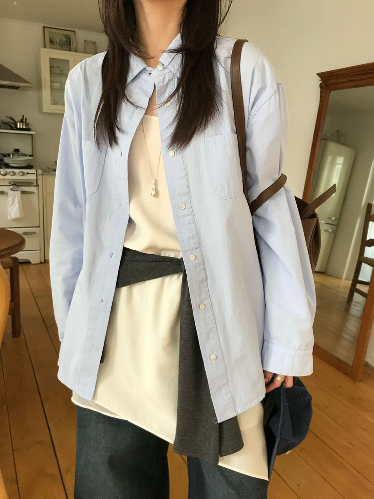 經典基礎棉質寬鬆襯衫