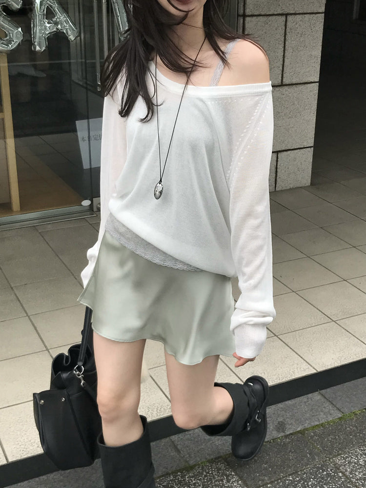 光澤感微傘短裙
