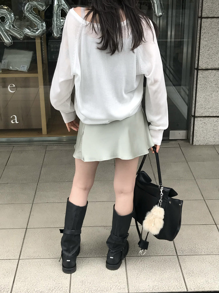 光澤感微傘短裙