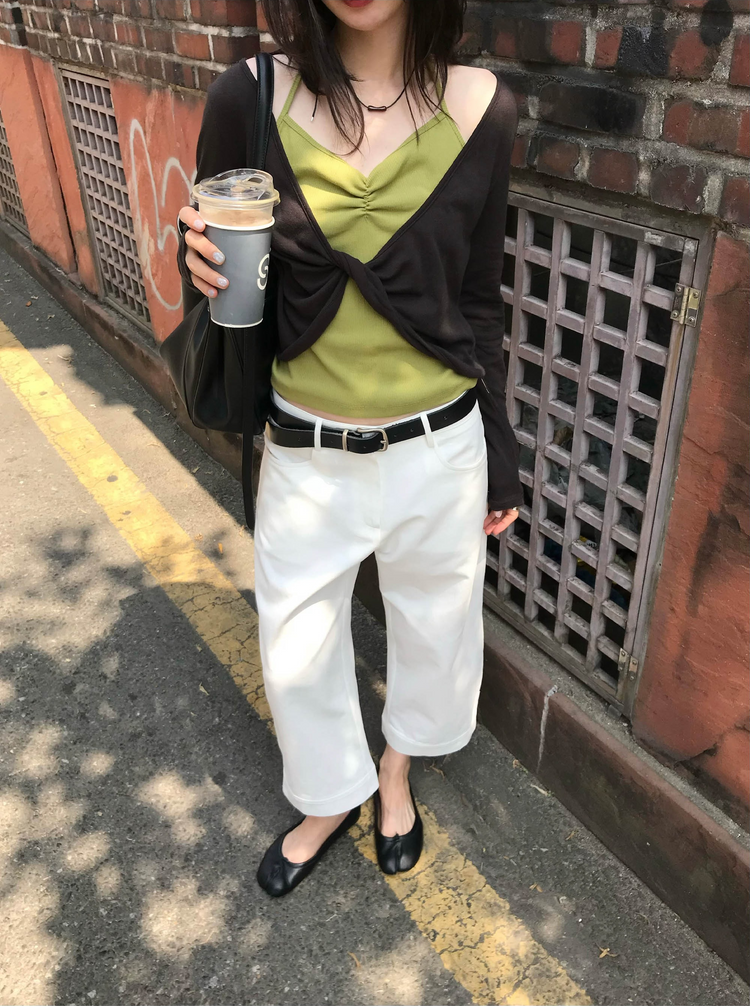 抓皺壓線掛脖背心