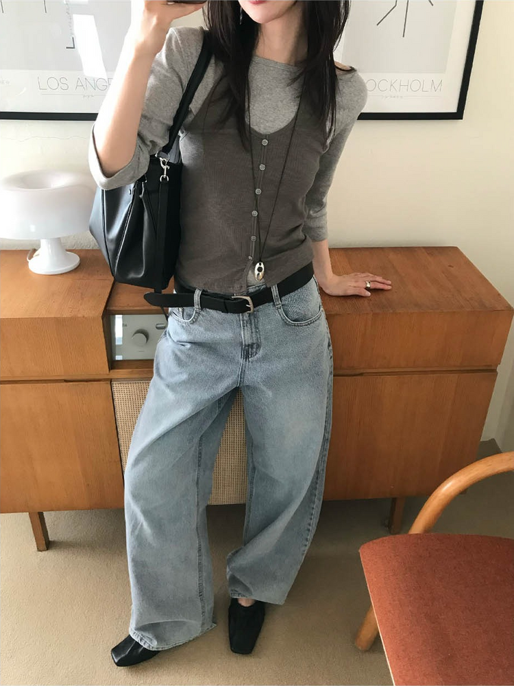 美刷色經典直版牛仔褲