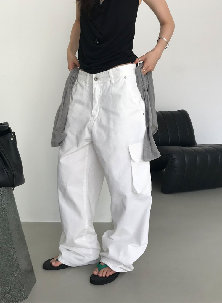 Unisex簡約口袋工裝褲