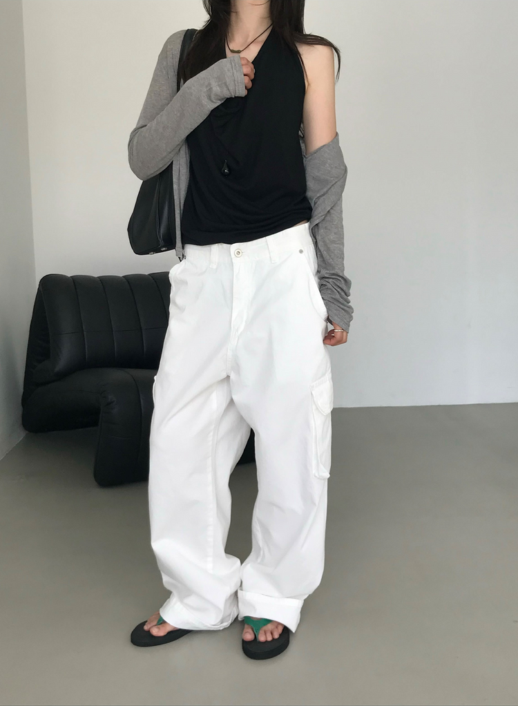 Unisex簡約口袋工裝褲