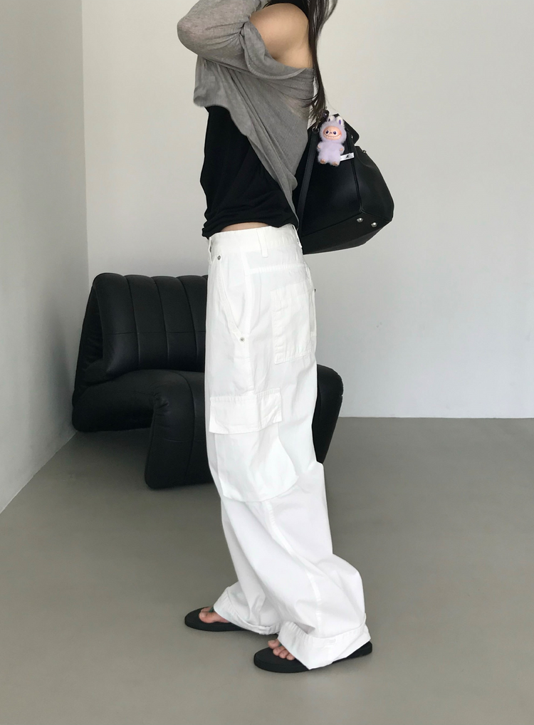 Unisex簡約口袋工裝褲