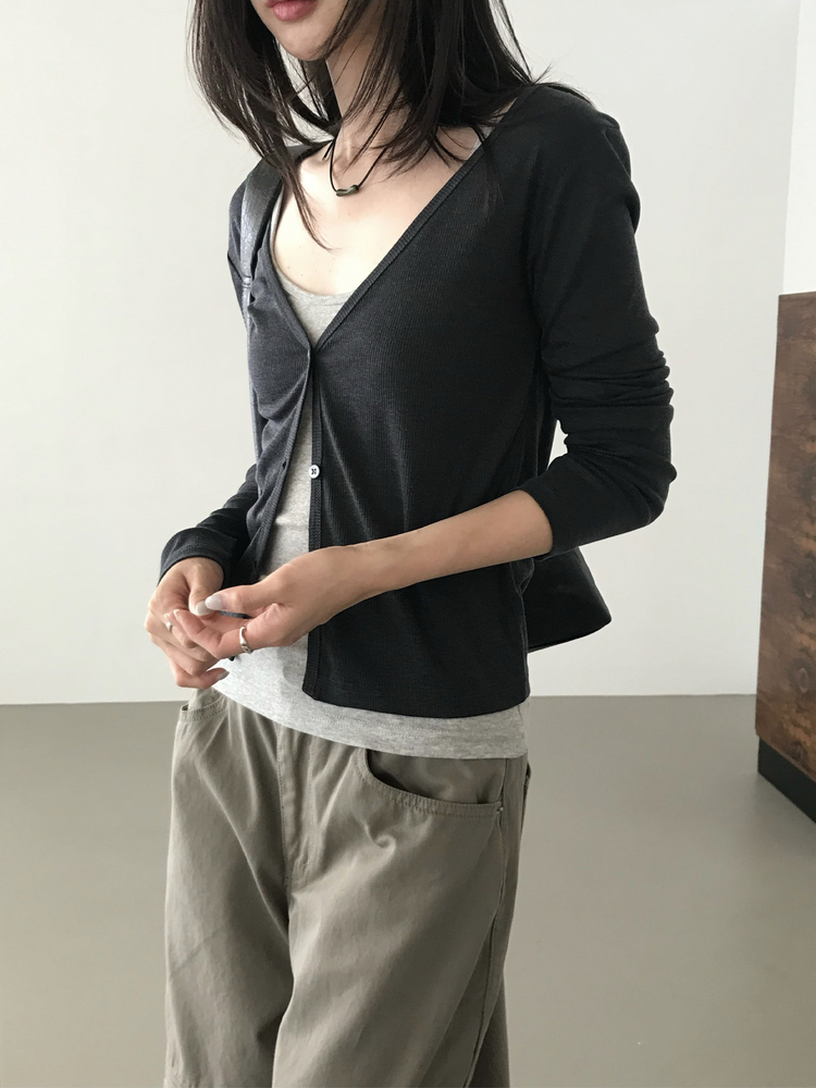 深V坑紋排鈕外套