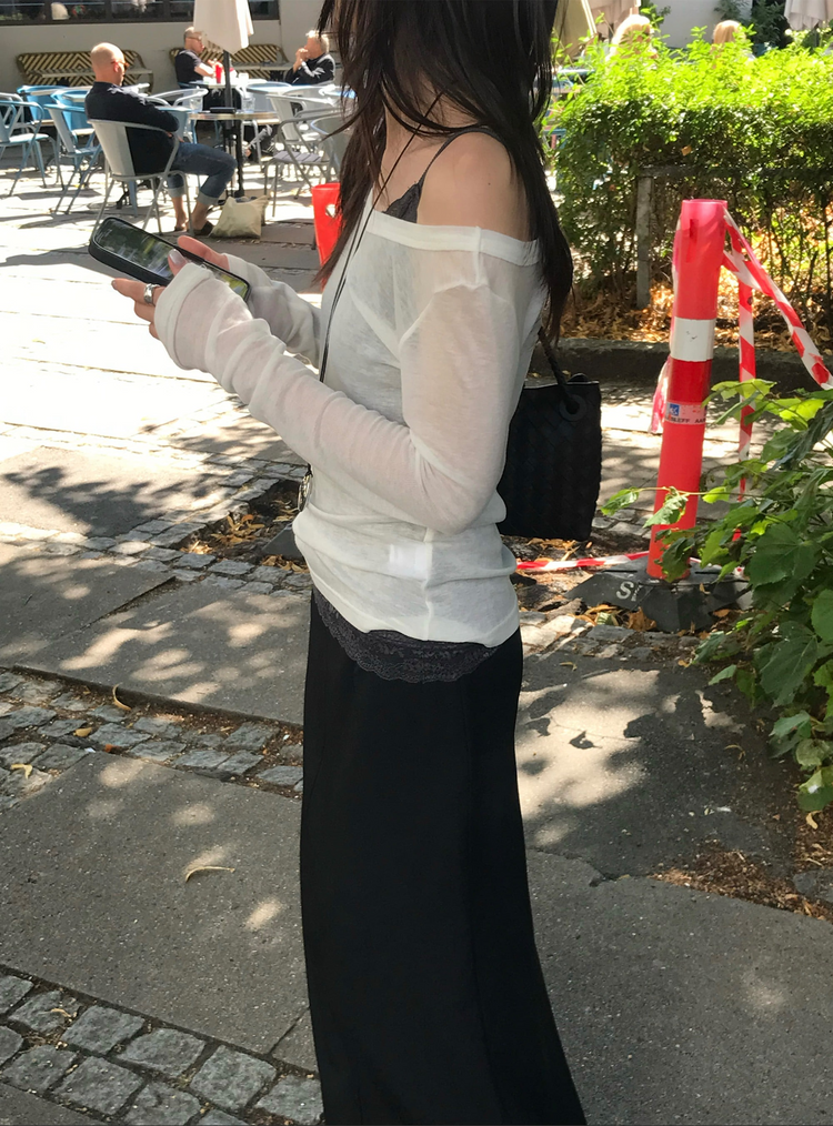 極簡中壓線後開叉及踝裙