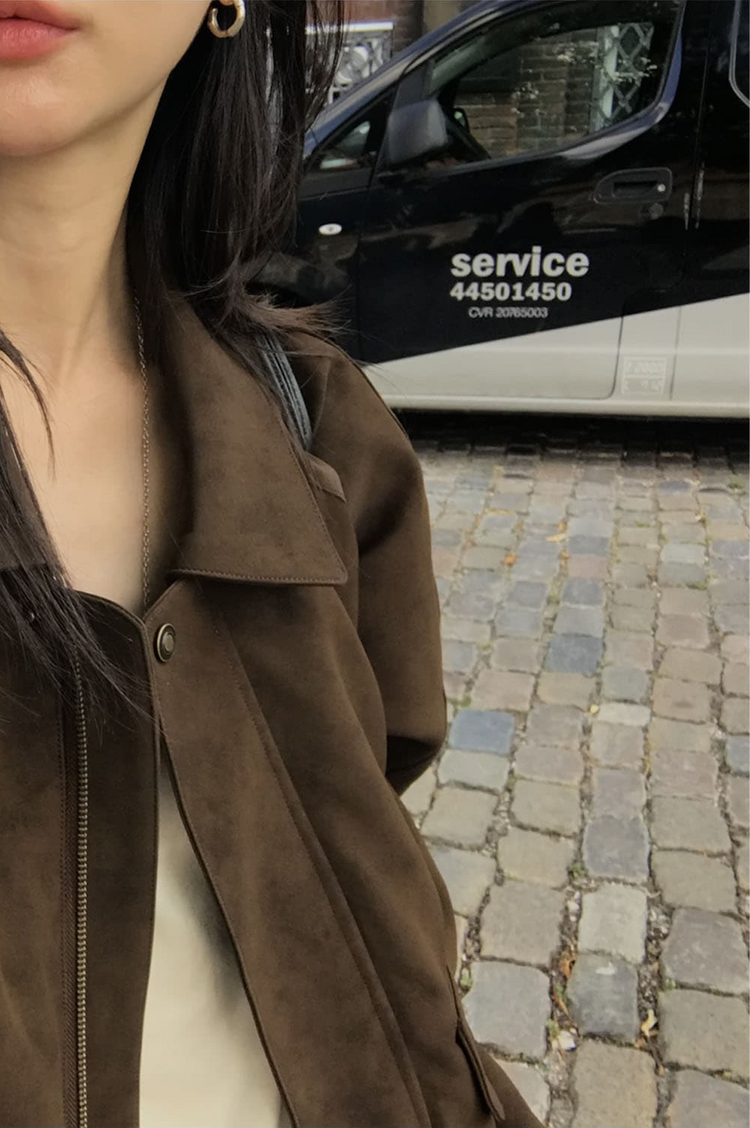 高級麂皮質感翻領外套