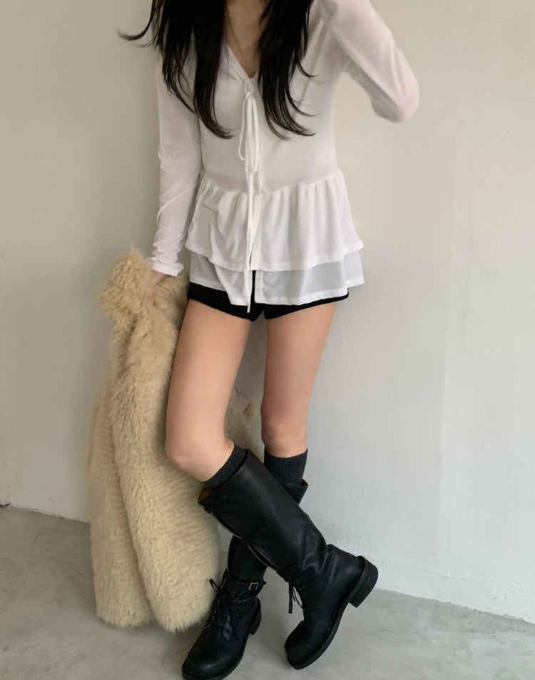 率性側扣綁帶長靴