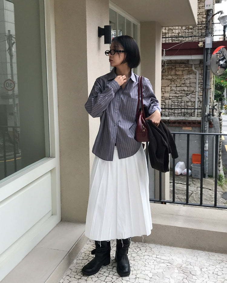 不修邊雙層細節百褶裙