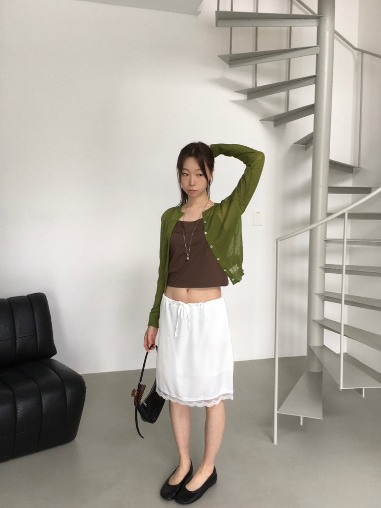 高質光澤美色蕾絲邊細節半裙