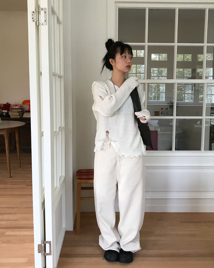 破壞感不修邊細節針織衫