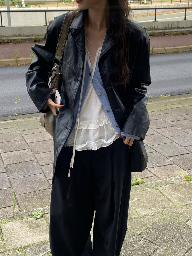 皮質/麂皮質感綁帶西外