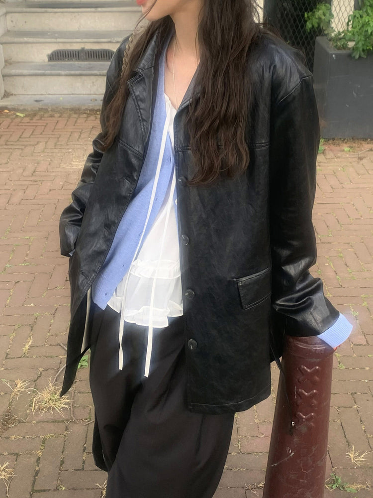 皮質/麂皮質感綁帶西外