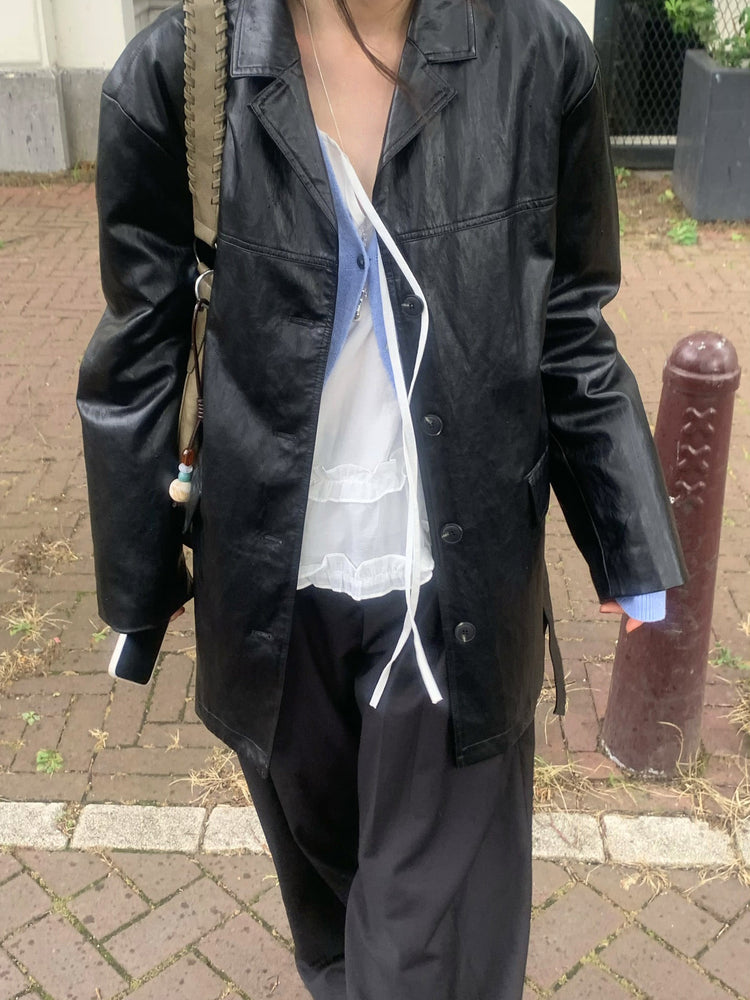 皮質/麂皮質感綁帶西外