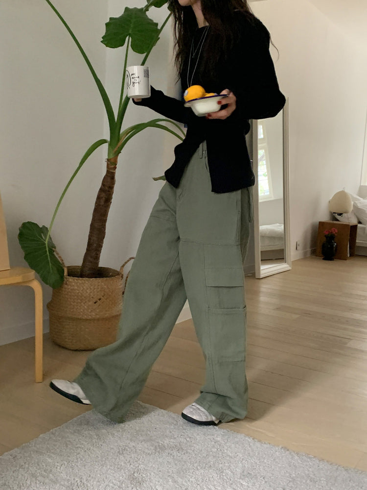 復古美色廓形工裝褲