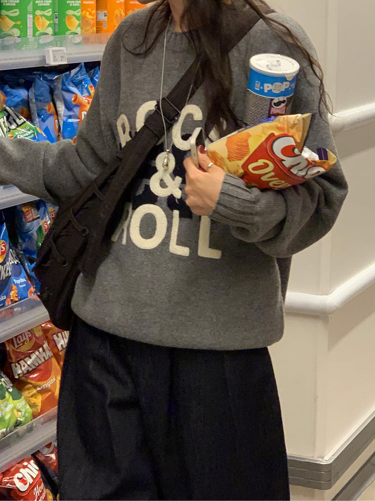 高質字母印花針織毛衣