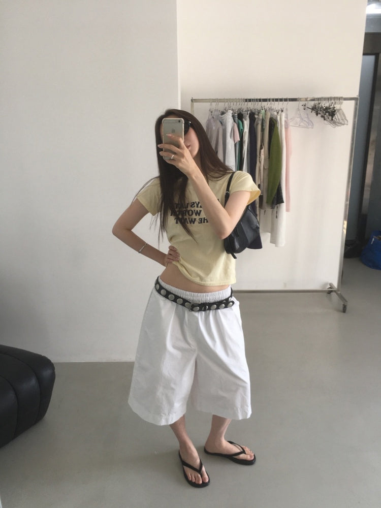 美色字母印花修身上衣