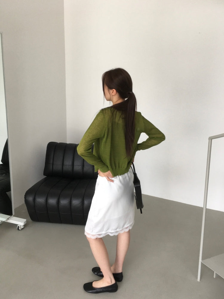 高質光澤美色蕾絲邊細節半裙