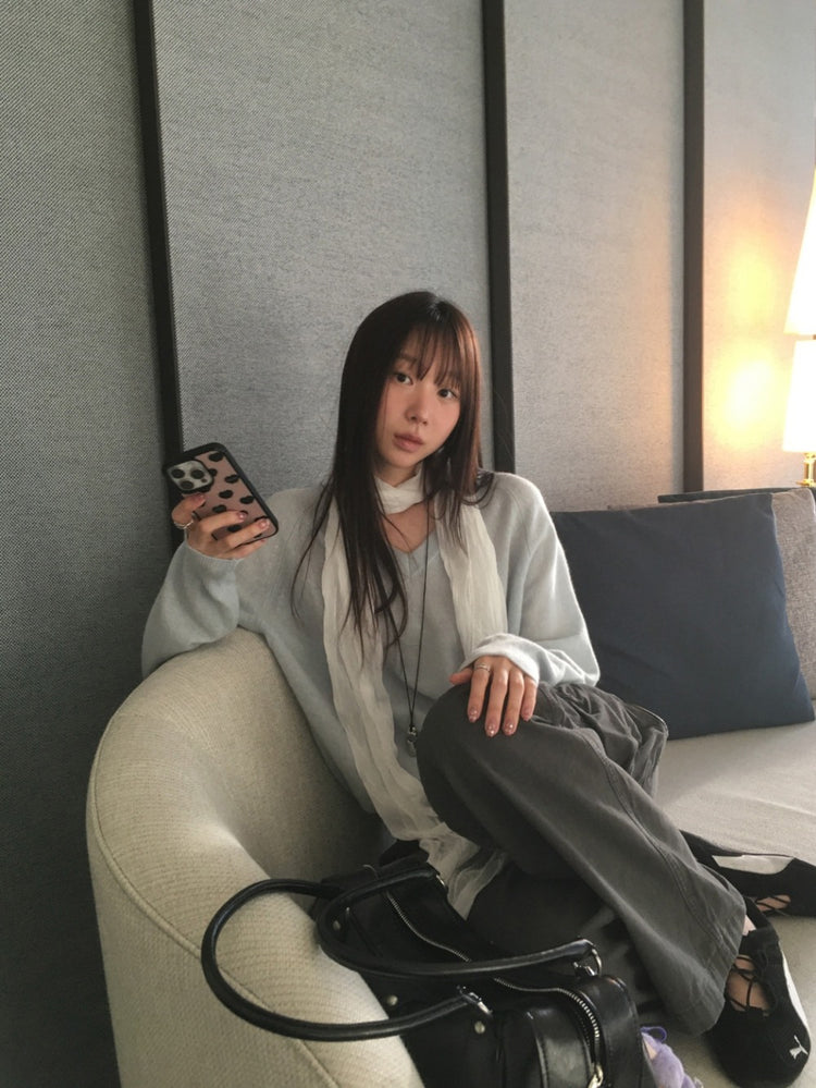 微透拉克蘭袖針織上衣