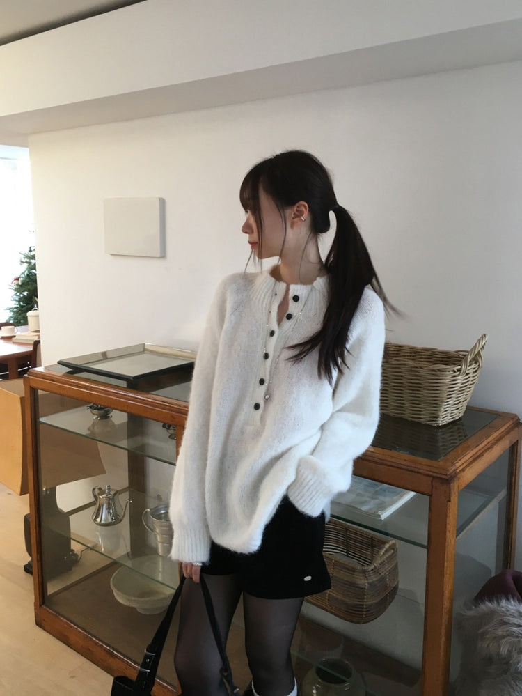 微立領美肩細節毛衣