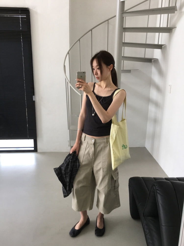 寬鬆工裝細節七分褲