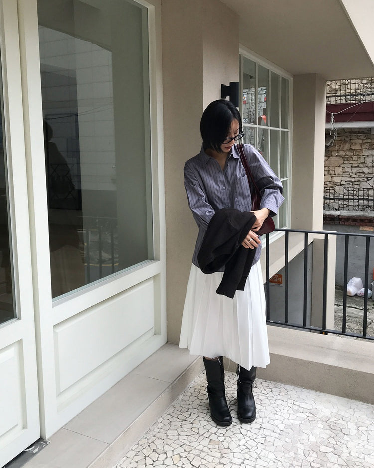 不修邊雙層細節百褶裙