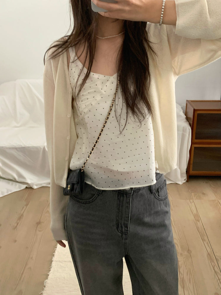 微透膚坑紋針織外套