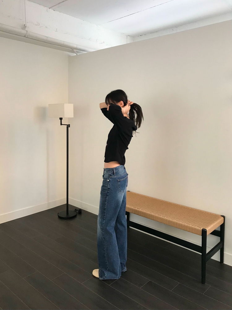 船領弧下擺七分袖上衣