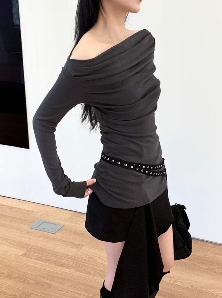 不規則下擺扣鈕短裙