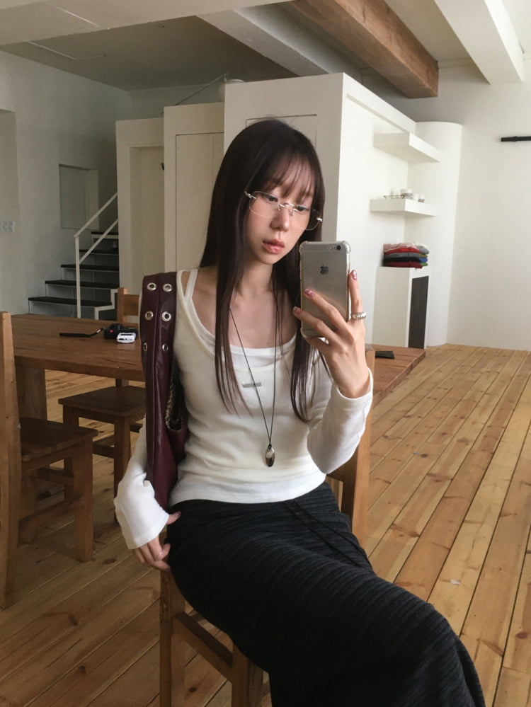 微透羊毛鐵扣細節上衣