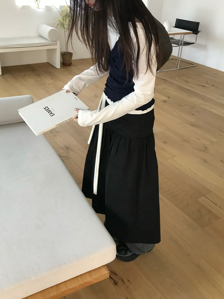 美肩抓皺綁帶細節上衣