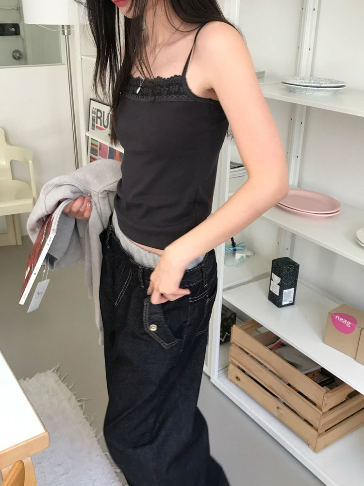 蕾絲邊平口背心