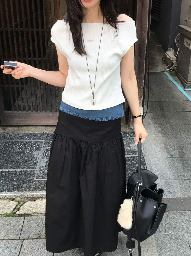 美色蕾絲邊細節背心