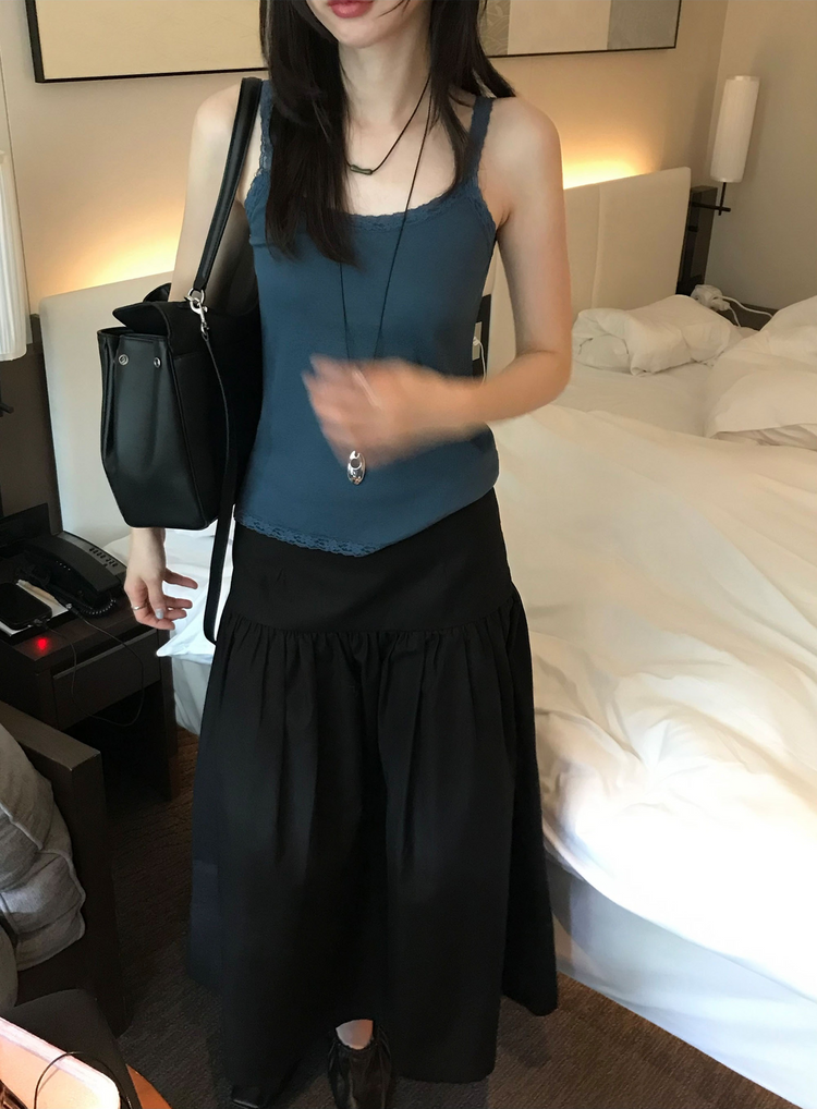 美色蕾絲邊細節背心