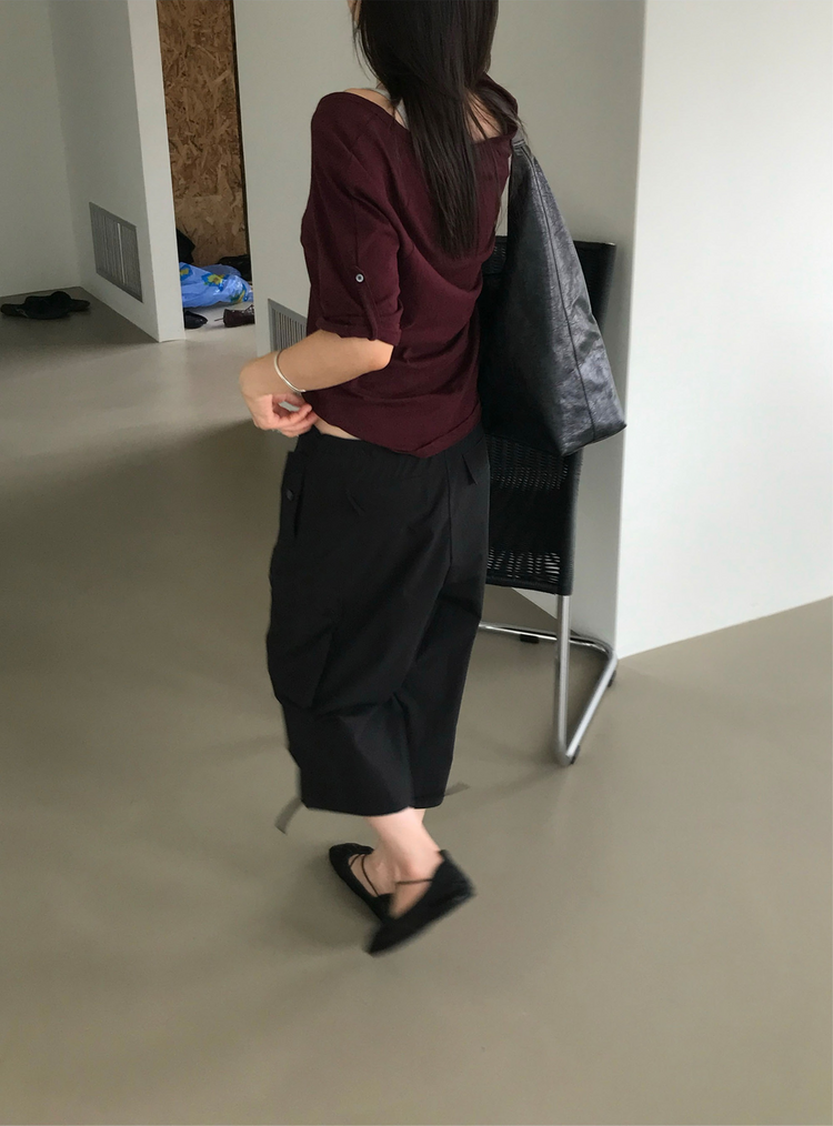 透膚拉克蘭捲袖細節上衣