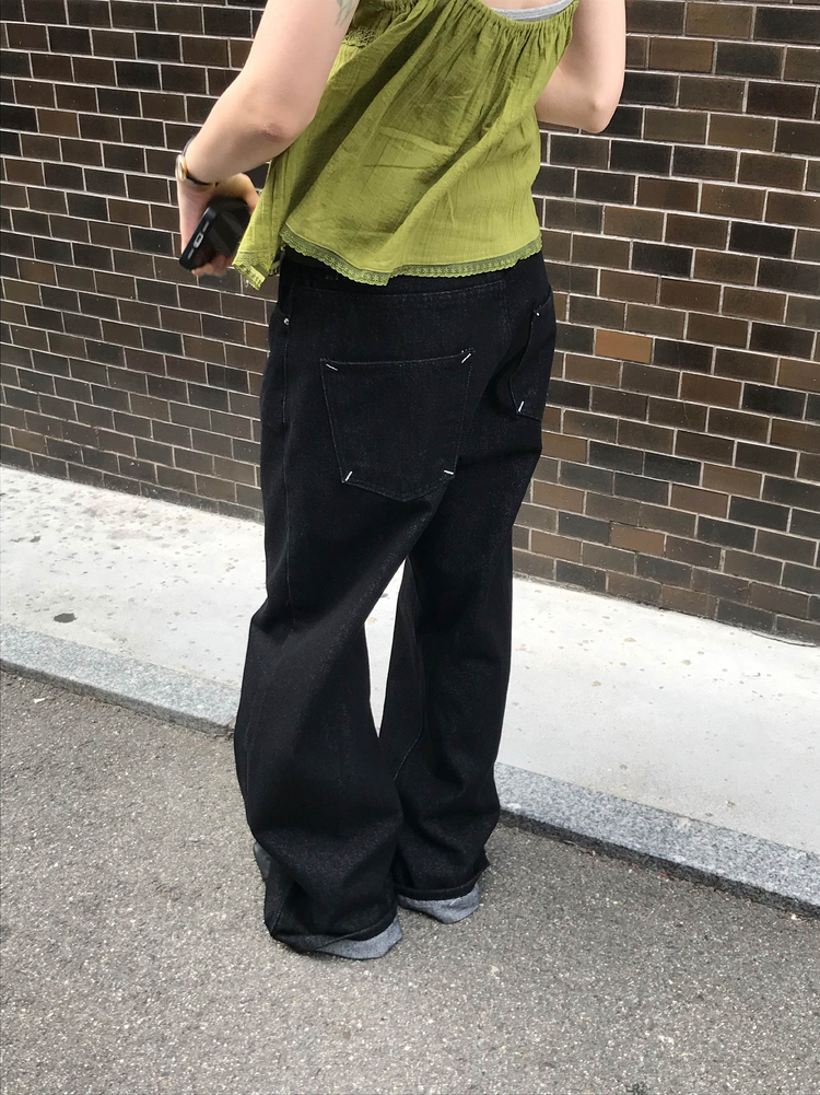 口袋明線細節牛仔褲