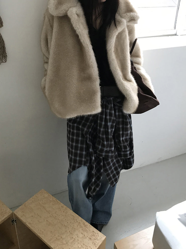 絲絨V領抓皺細節背心