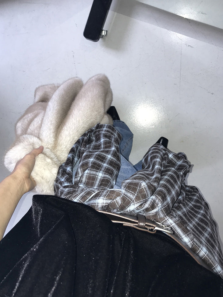 絲絨V領抓皺細節背心