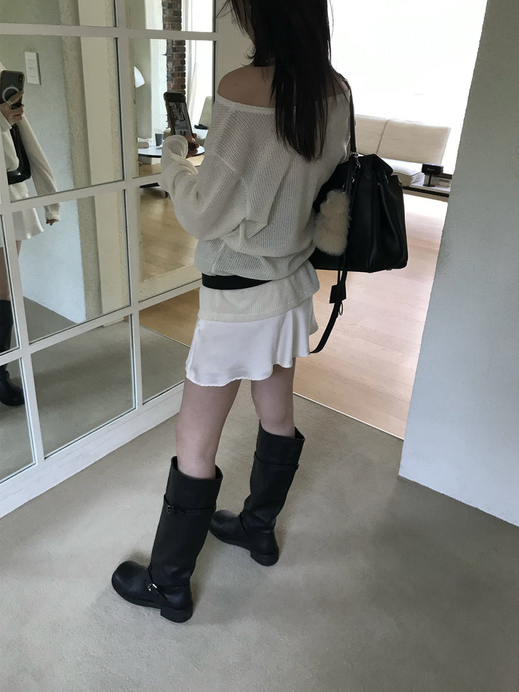 光澤感微傘短裙