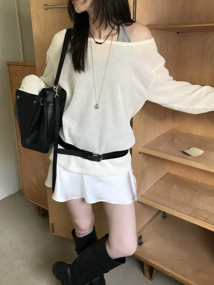 光澤感微傘短裙