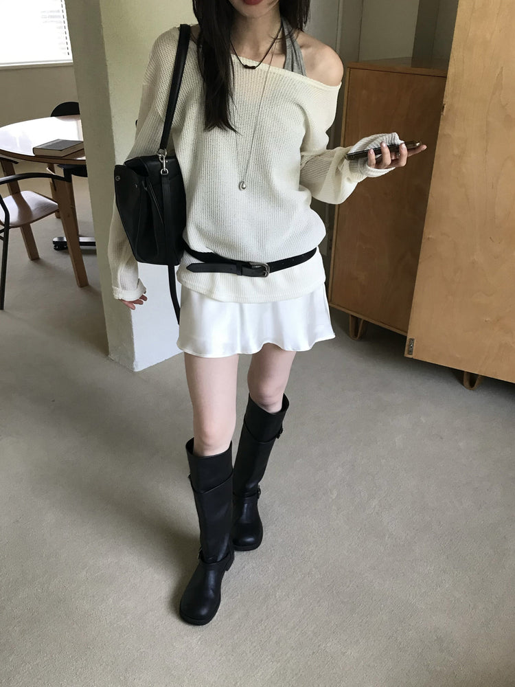 光澤感微傘短裙