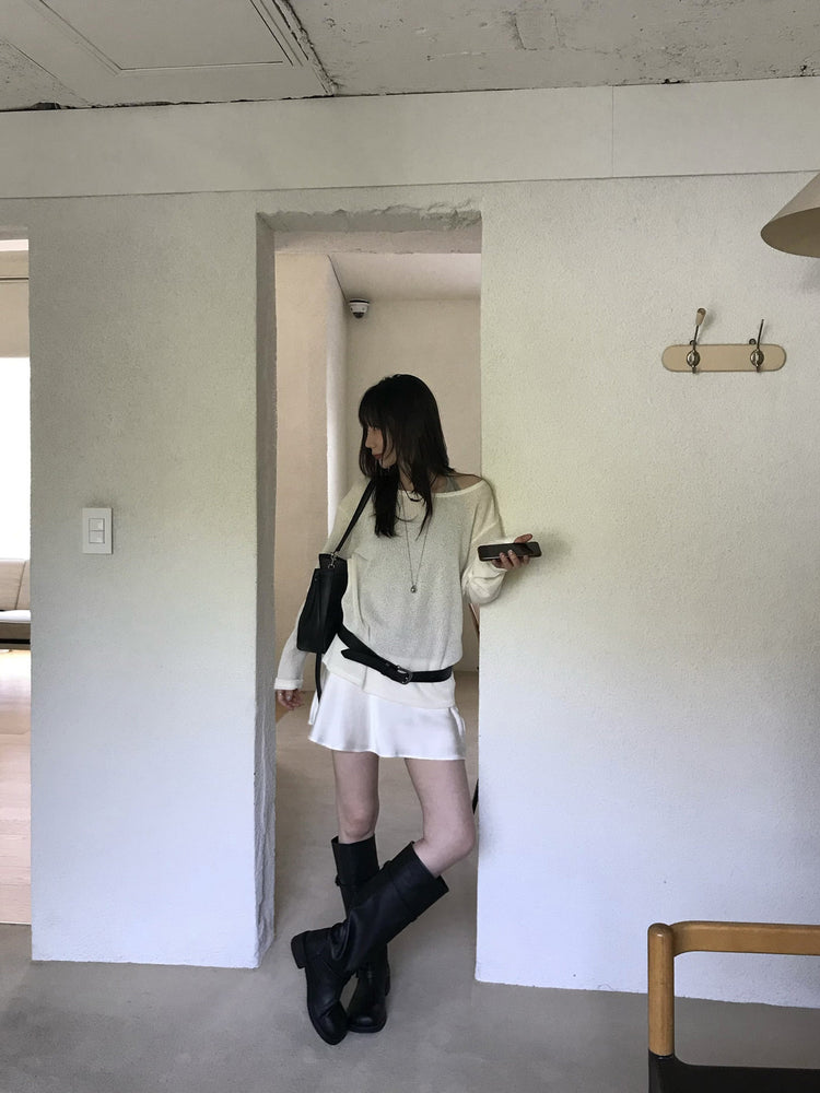 光澤感微傘短裙