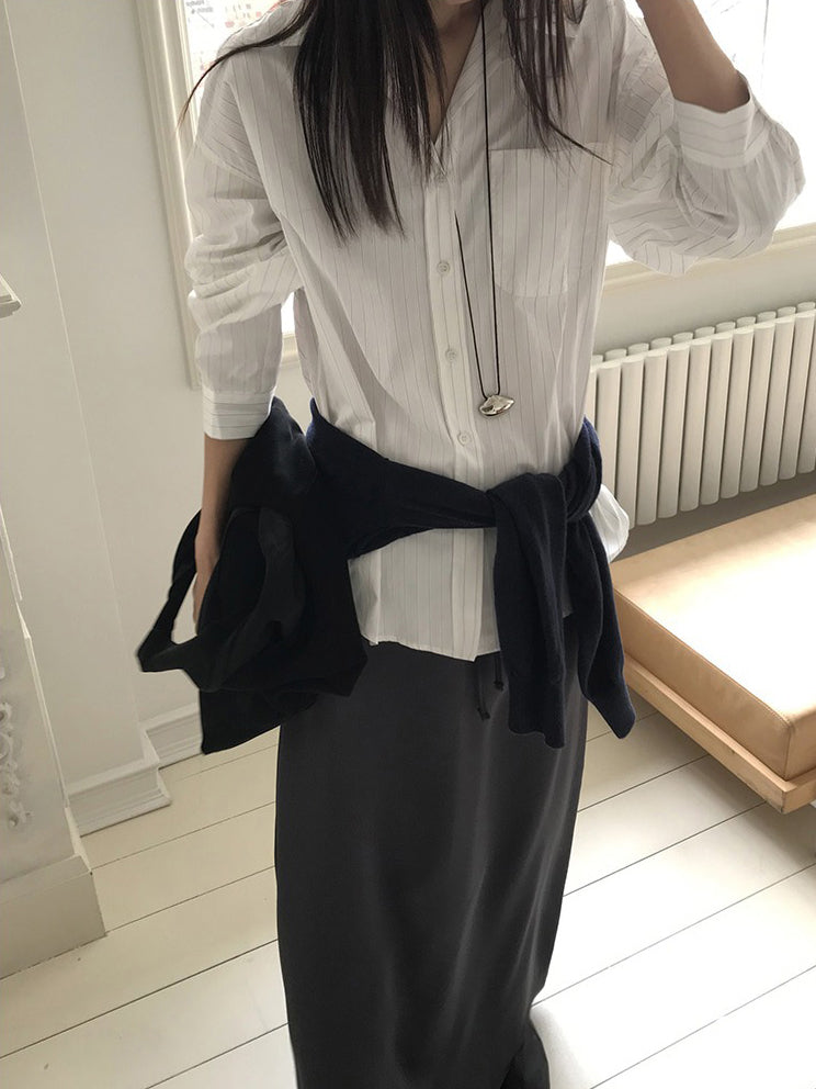 美色霧光澤感及踝裙