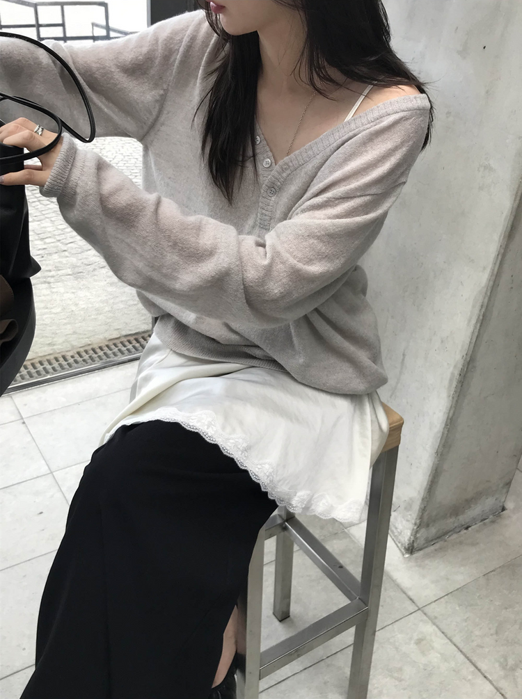 霧光澤蕾絲細節連身裙