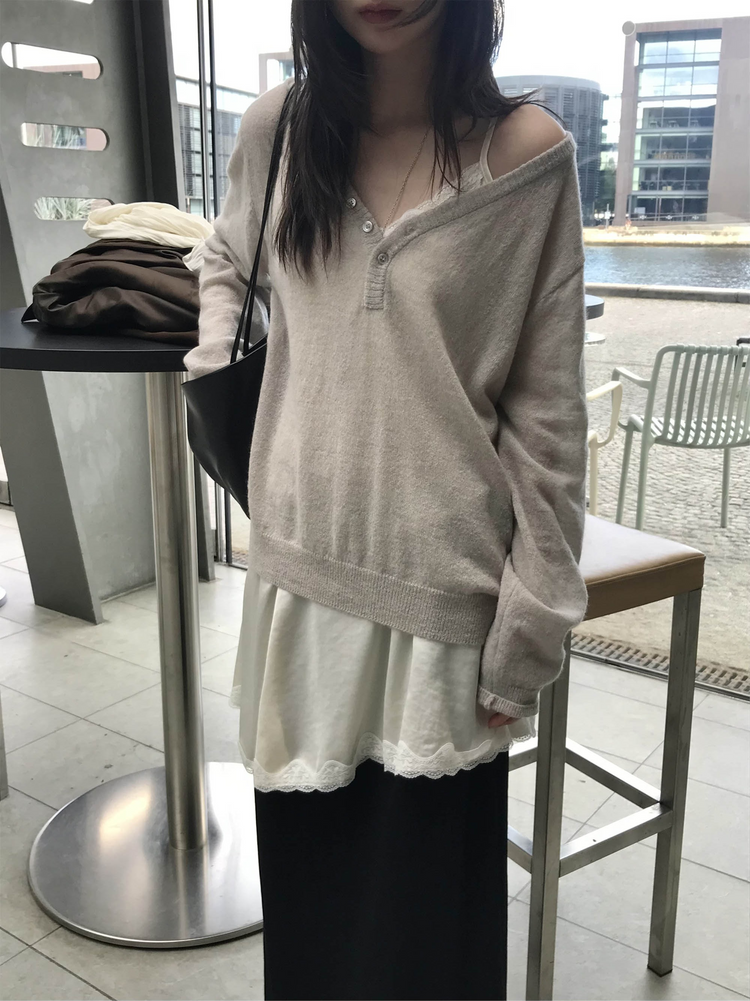 霧光澤蕾絲細節連身裙