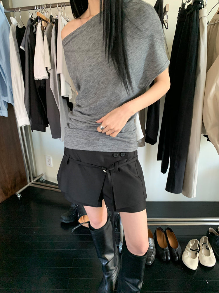 美肩堆堆細節修身上衣