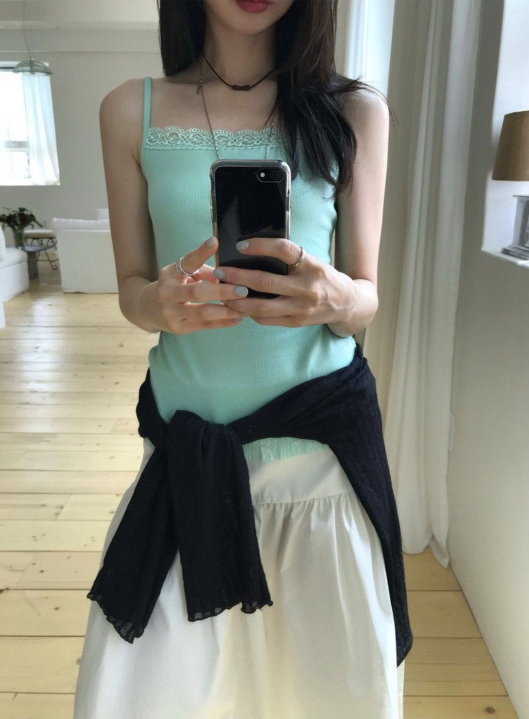 蕾絲邊平口多色背心
