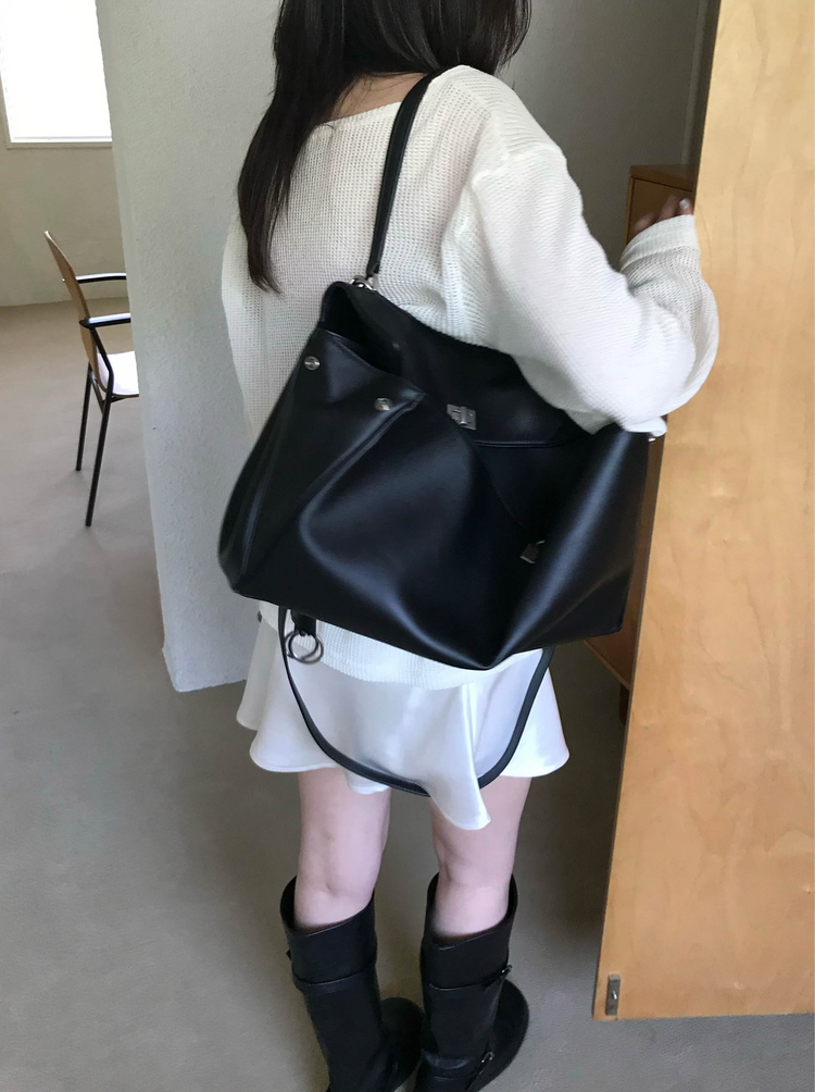 美肩透膚格紋混色針織上衣