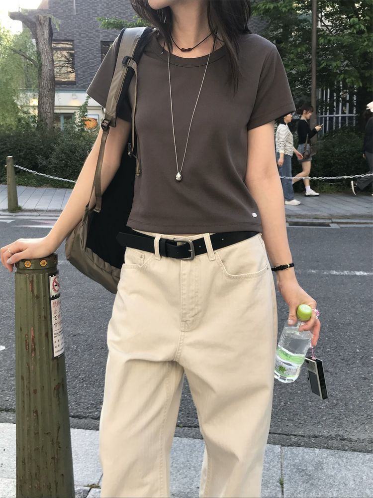 美色暗條紋細節直褲